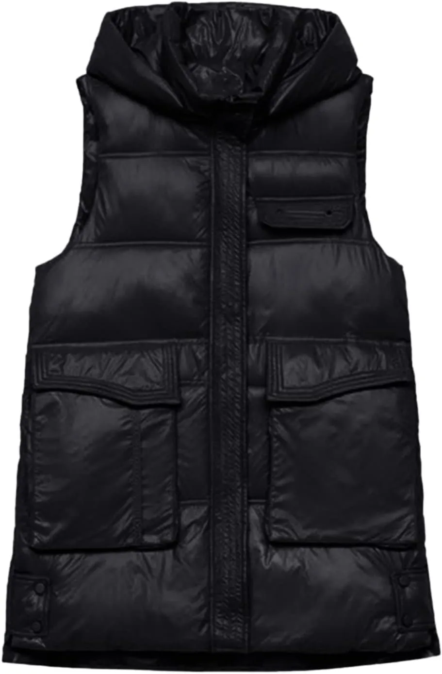 Hot Down Womens Vest Women Quilted Sleeveless Jacket Vest Hooded Thick Long Coat Winter Warm Womens Winter Jacket