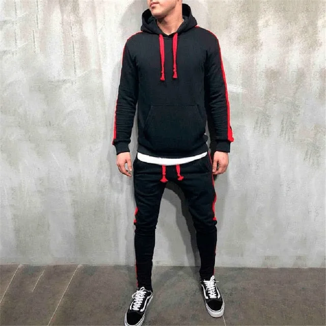 Hot Fashion Men Running Set 2Pcs Breathable Sport Suits Tracksuit Male G