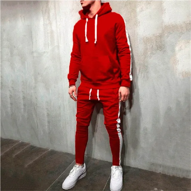 Hot Fashion Men Running Set 2Pcs Breathable Sport Suits Tracksuit Male G
