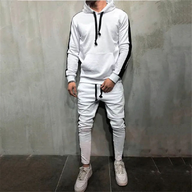 Hot Fashion Men Running Set 2Pcs Breathable Sport Suits Tracksuit Male G