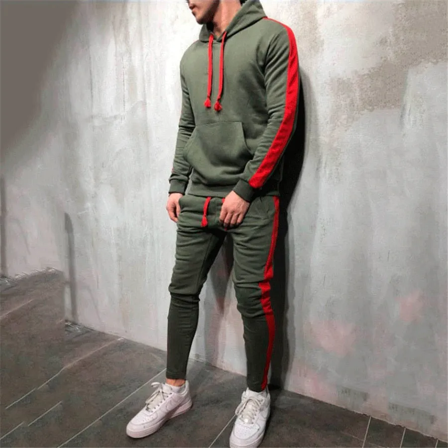 Hot Fashion Men Running Set 2Pcs Breathable Sport Suits Tracksuit Male G