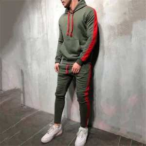 Hot Fashion Men Running Set 2Pcs Breathable Sport Suits Tracksuit Male G