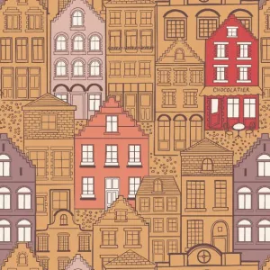 Lewis & Irene The Old Chocolate Shop House on Caramel Cotton Prints