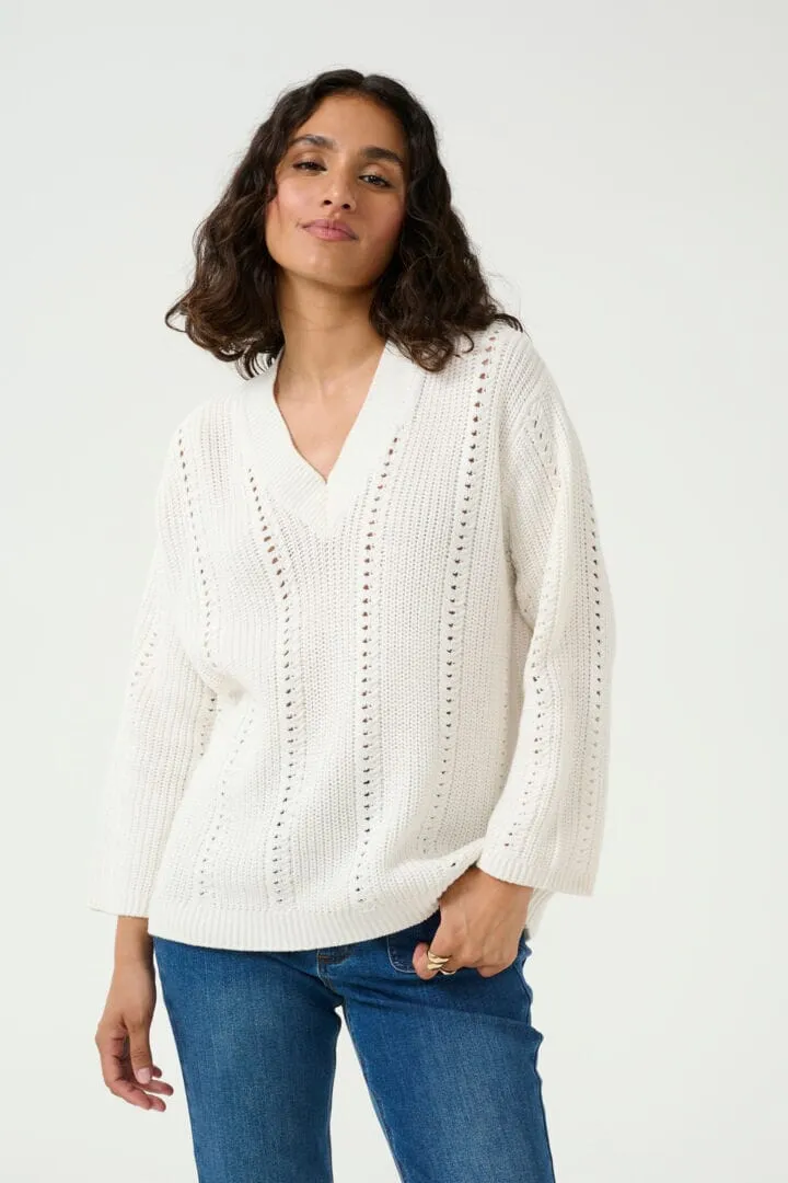 LOOSE FIT OPEN KNIT OFF WHITE SWEATER