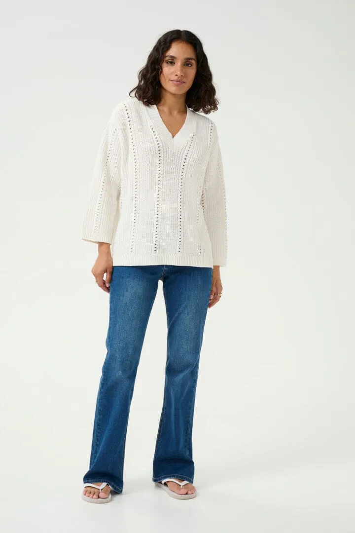LOOSE FIT OPEN KNIT OFF WHITE SWEATER