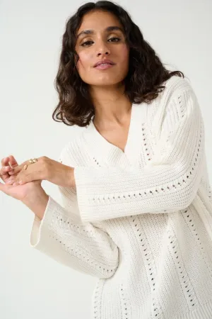 LOOSE FIT OPEN KNIT OFF WHITE SWEATER