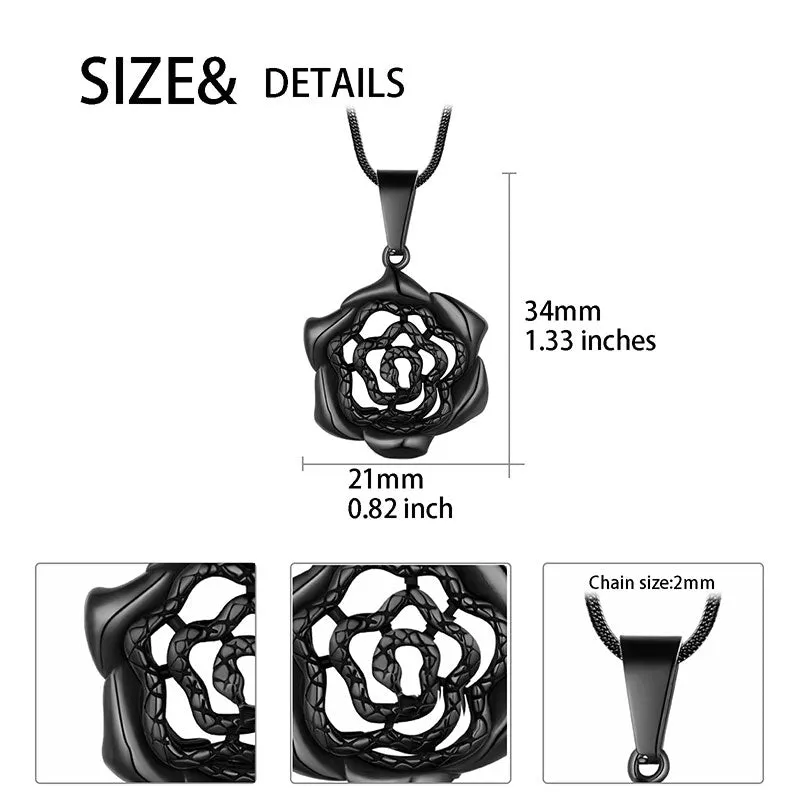 Men Snake Necklace Rose Heart Pendant Women Jewelry Stainless Steel