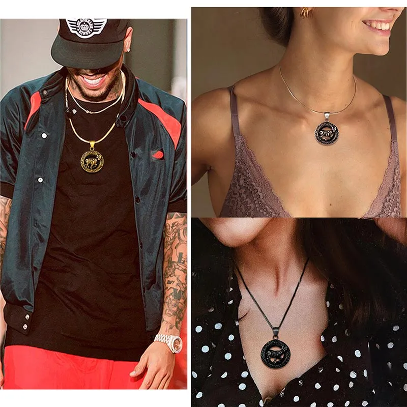 Men Zodiac Aries Necklace Pendant Star Sign Constellation Jewelry Women Boys Girls Birthday Gift