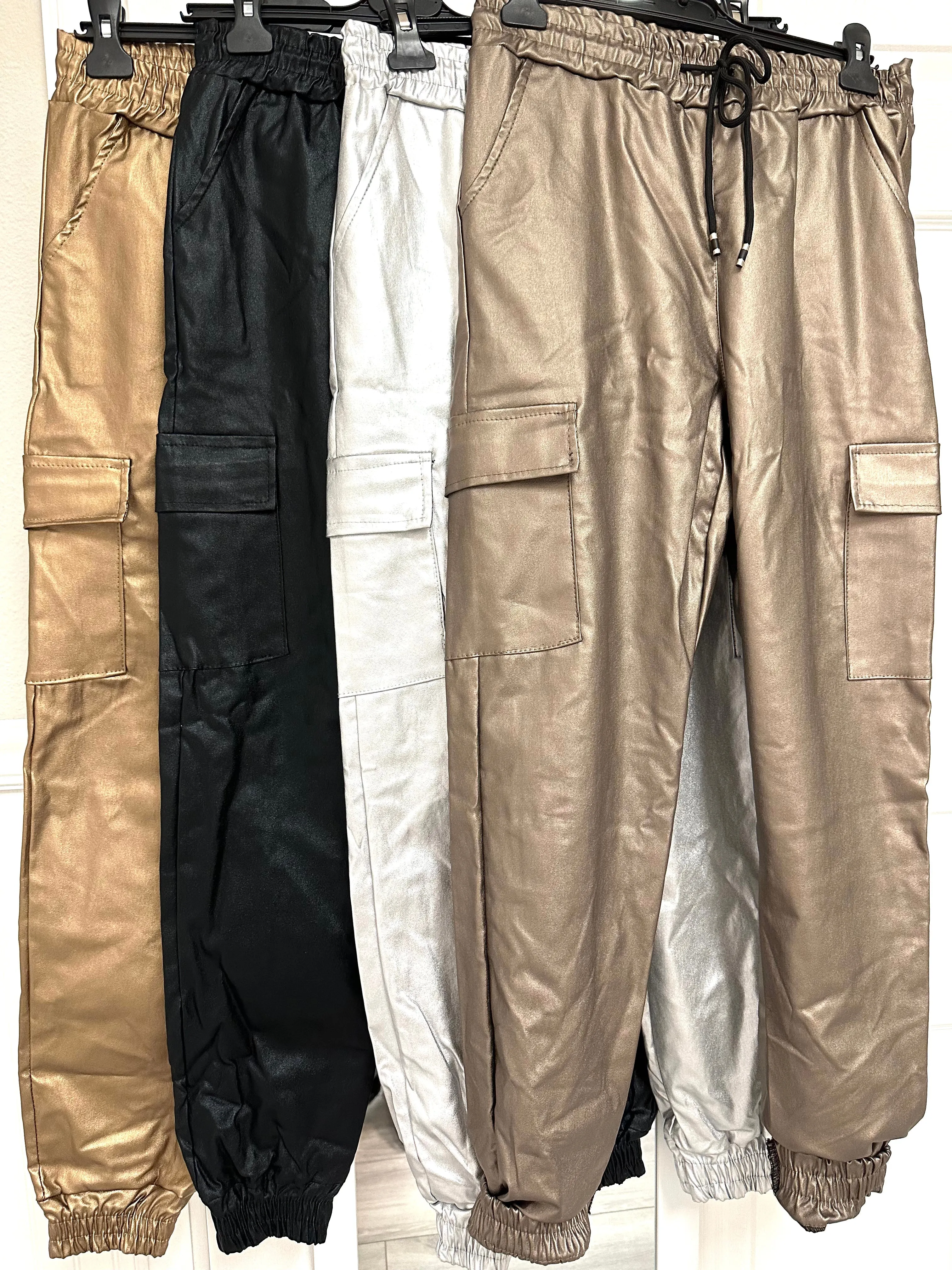 Metallic Cargo Joggers
