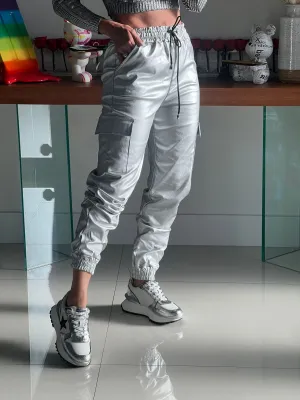 Metallic Cargo Joggers