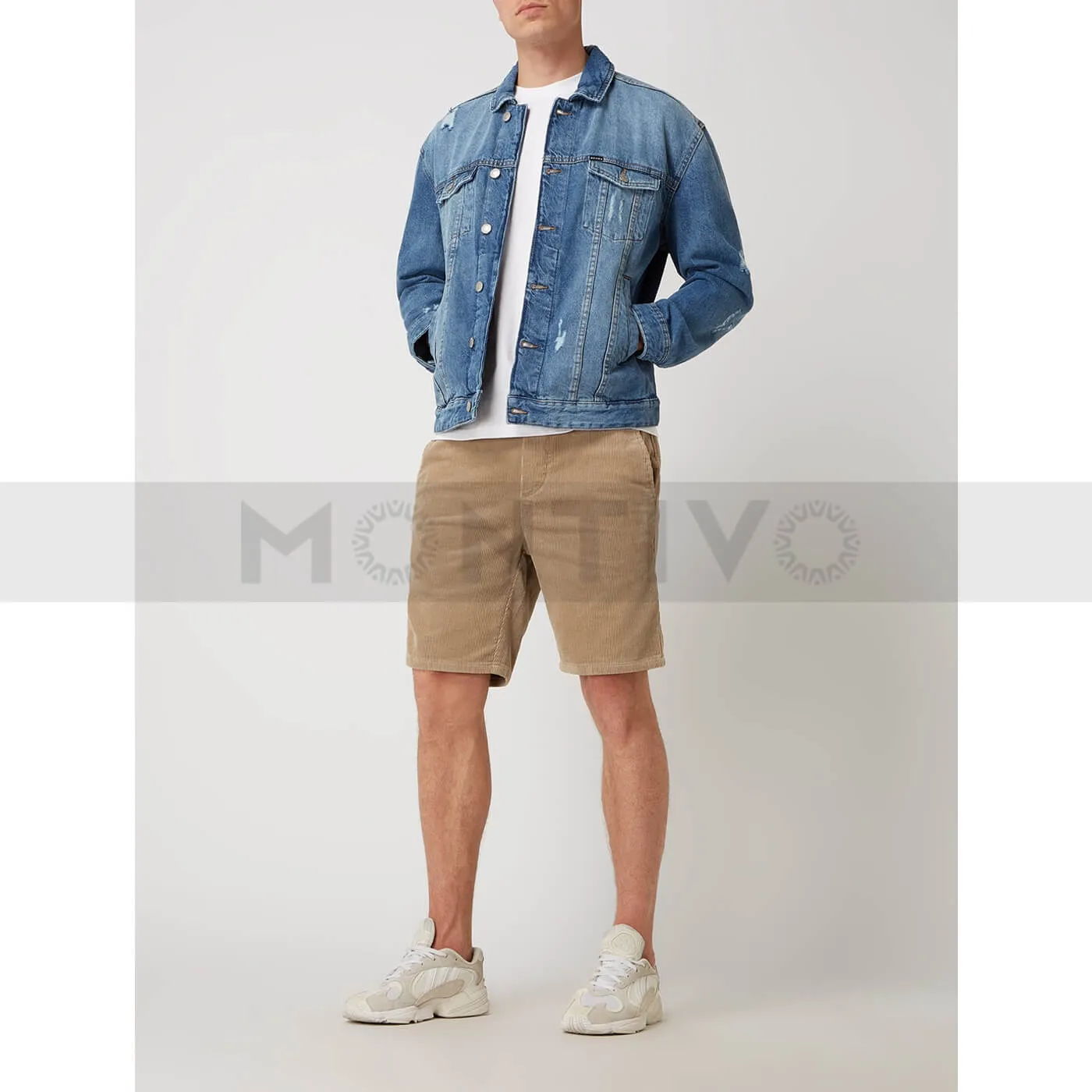 Mid Blue Ripped Denim Jacket