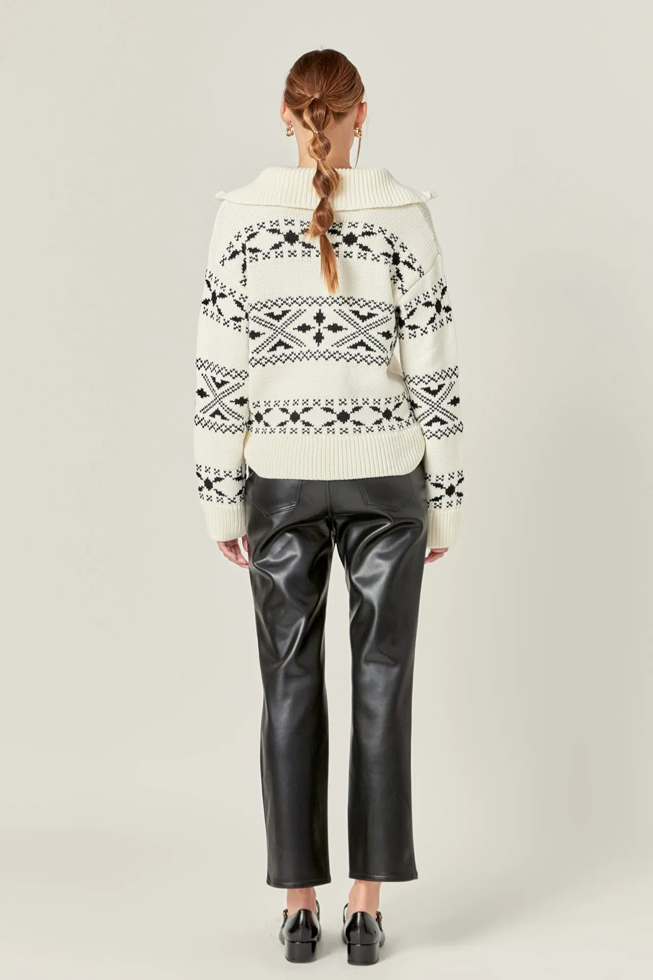 Motif Zip Up Sweater