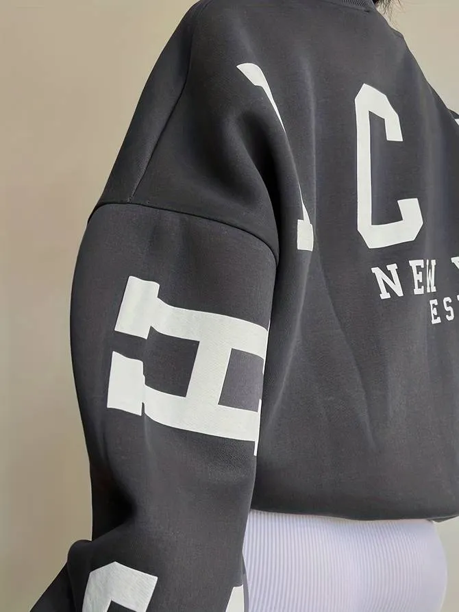 Oversized trui met print