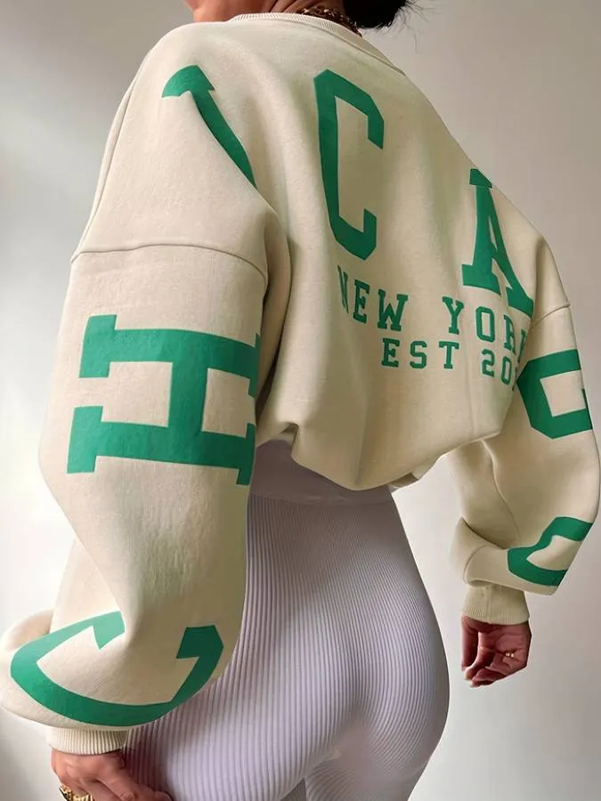 Oversized trui met print