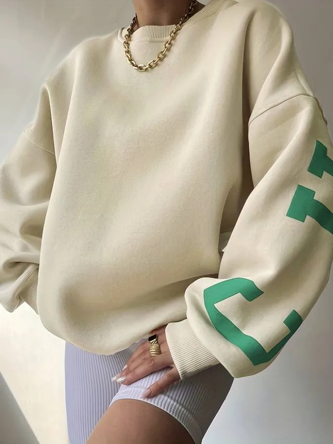 Oversized trui met print