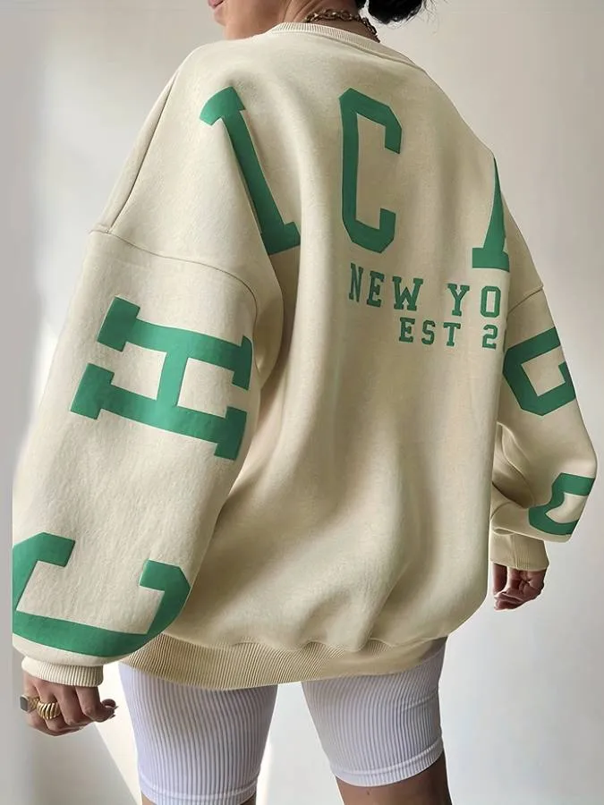 Oversized trui met print