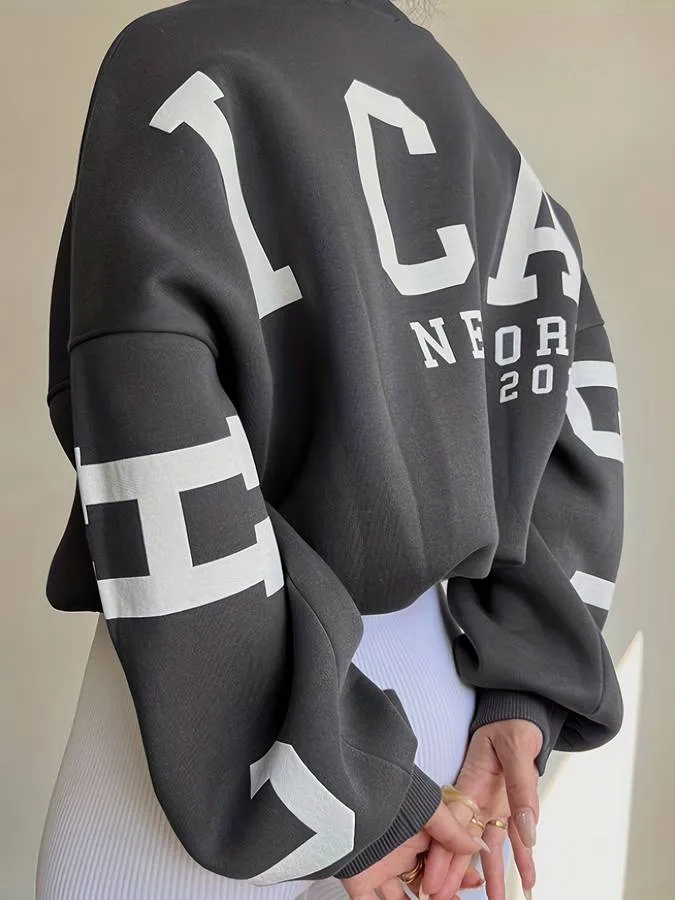 Oversized trui met print