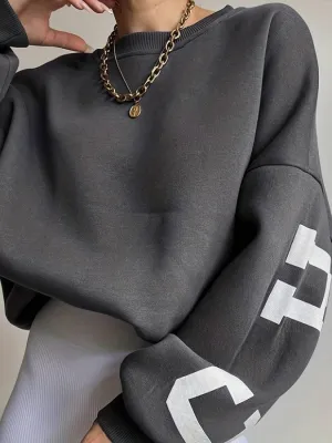Oversized trui met print
