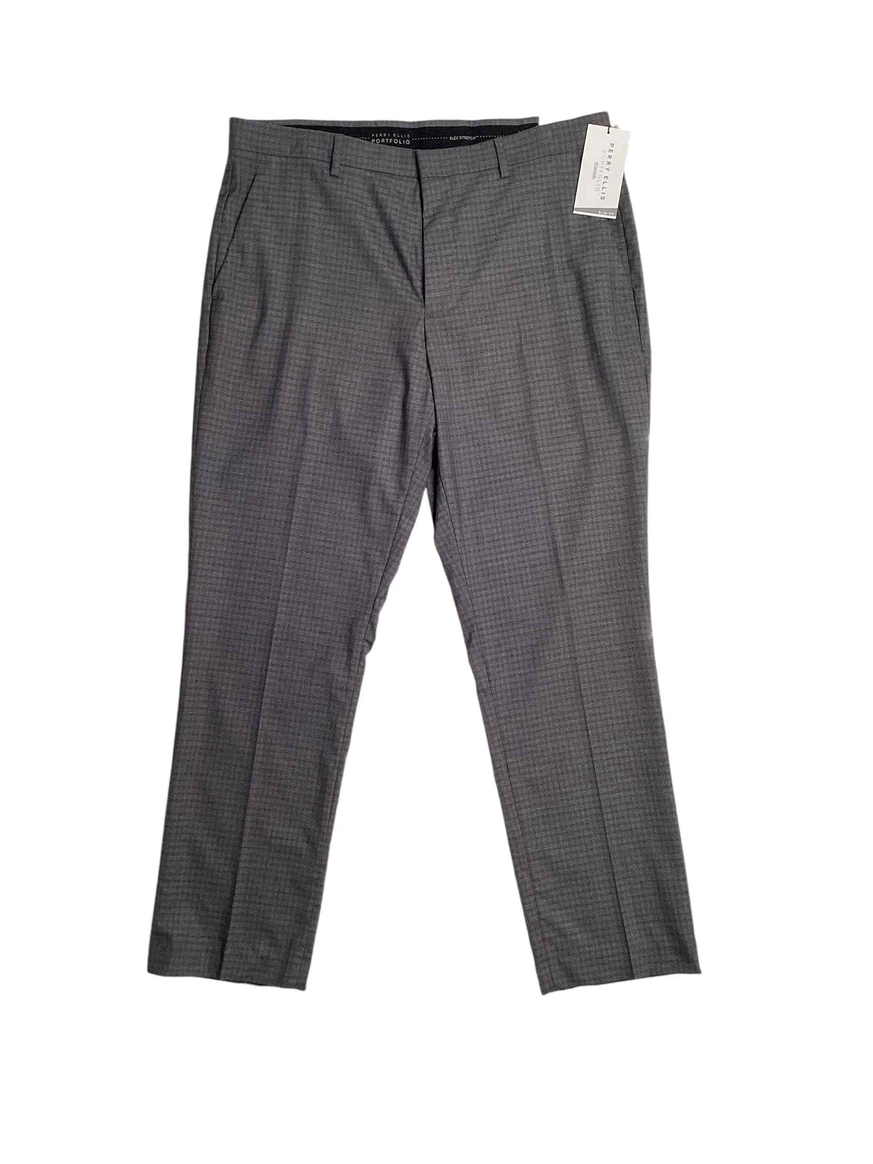 Perry Ellis Portfolio Men's Slim Fit Stretch Pants Charcoal Grey 32 x 32