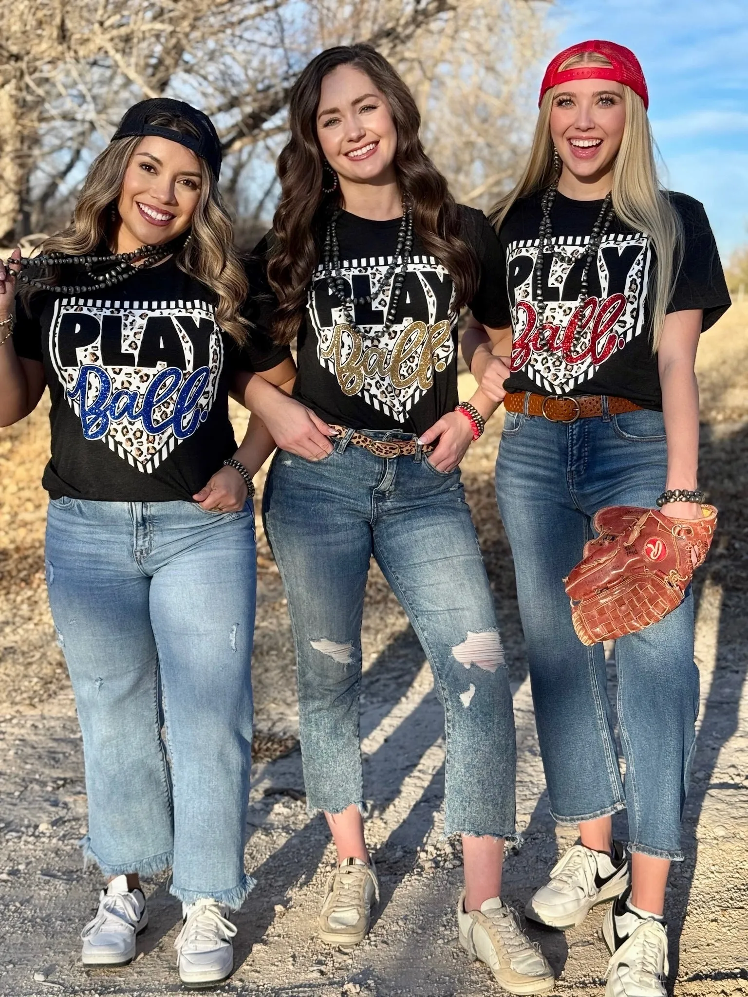 Play Ball Leopard Home Plate Tee with Glitter - Customizable