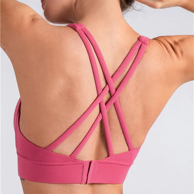 Running Bras Shock-Proof Yoga Tops Heart-shaped Seamless Buckle Beauty Back Fitness Sports Bra Women Gym Crop Top