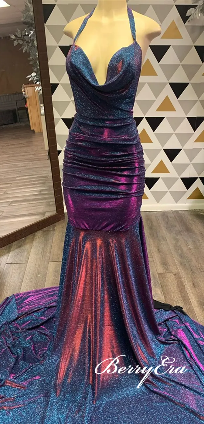 Sexy Long Mermaid Shemmering Fabric Long Prom Dresses, Shiny Prom Dresses, Prom Dresses