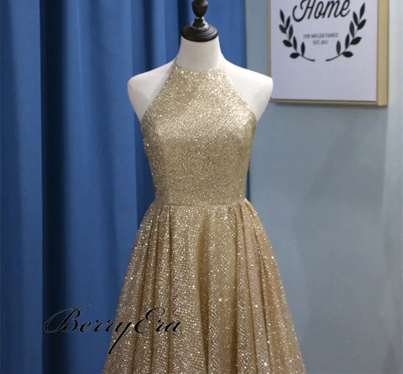 Shiny Long A-line Elegant Prom Dresses, Affordable Prom Dresses