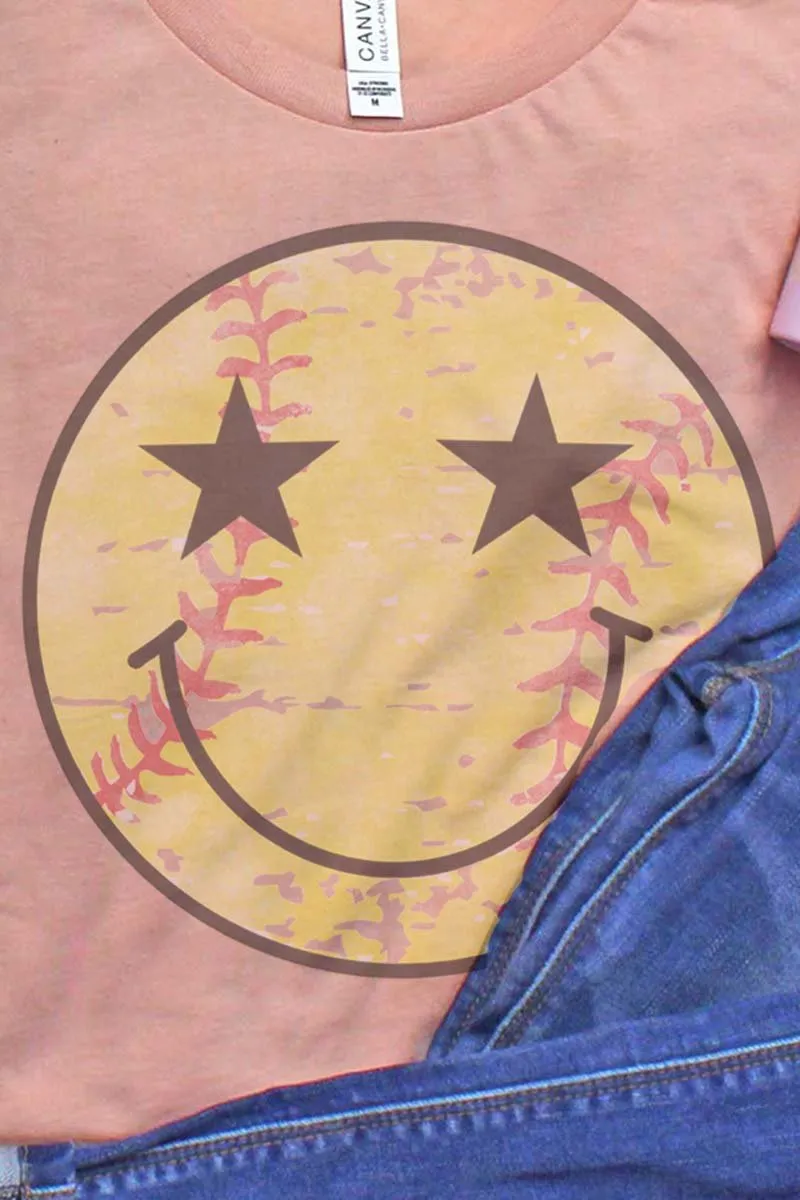 Softball Happy Face Short Sleeve Tee