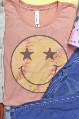 Softball Happy Face Short Sleeve Tee