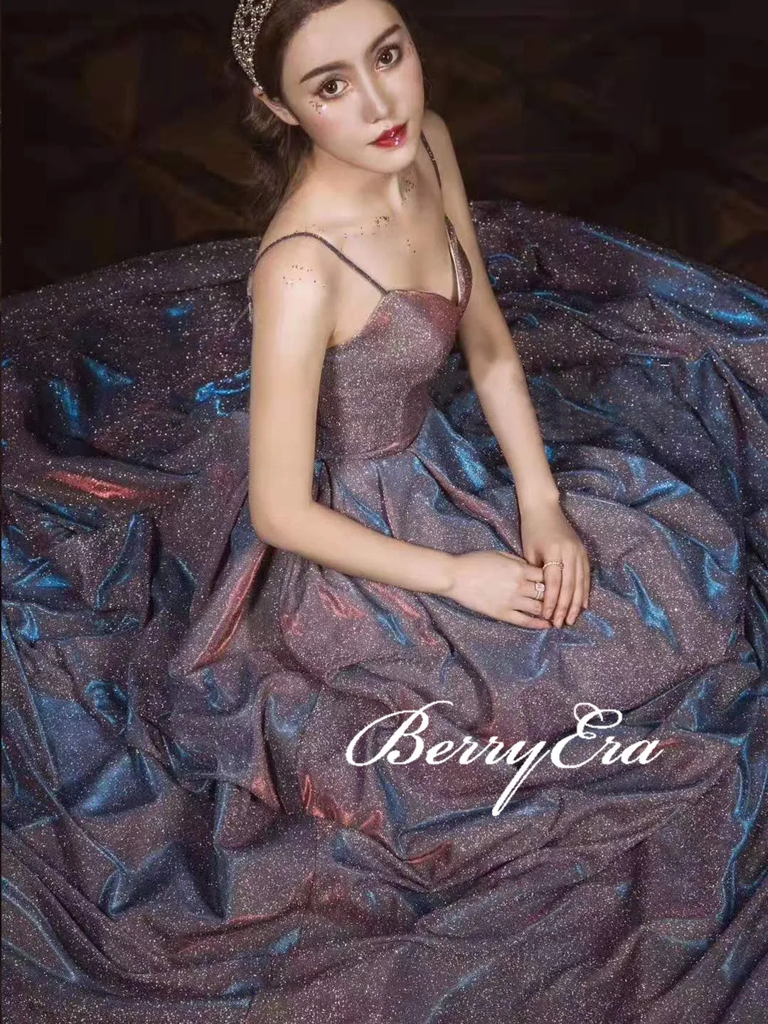 Spaghetti Long A-line Shiny Prom Dresses, Special Long Prom Dresses, New 2020 Prom Dresses