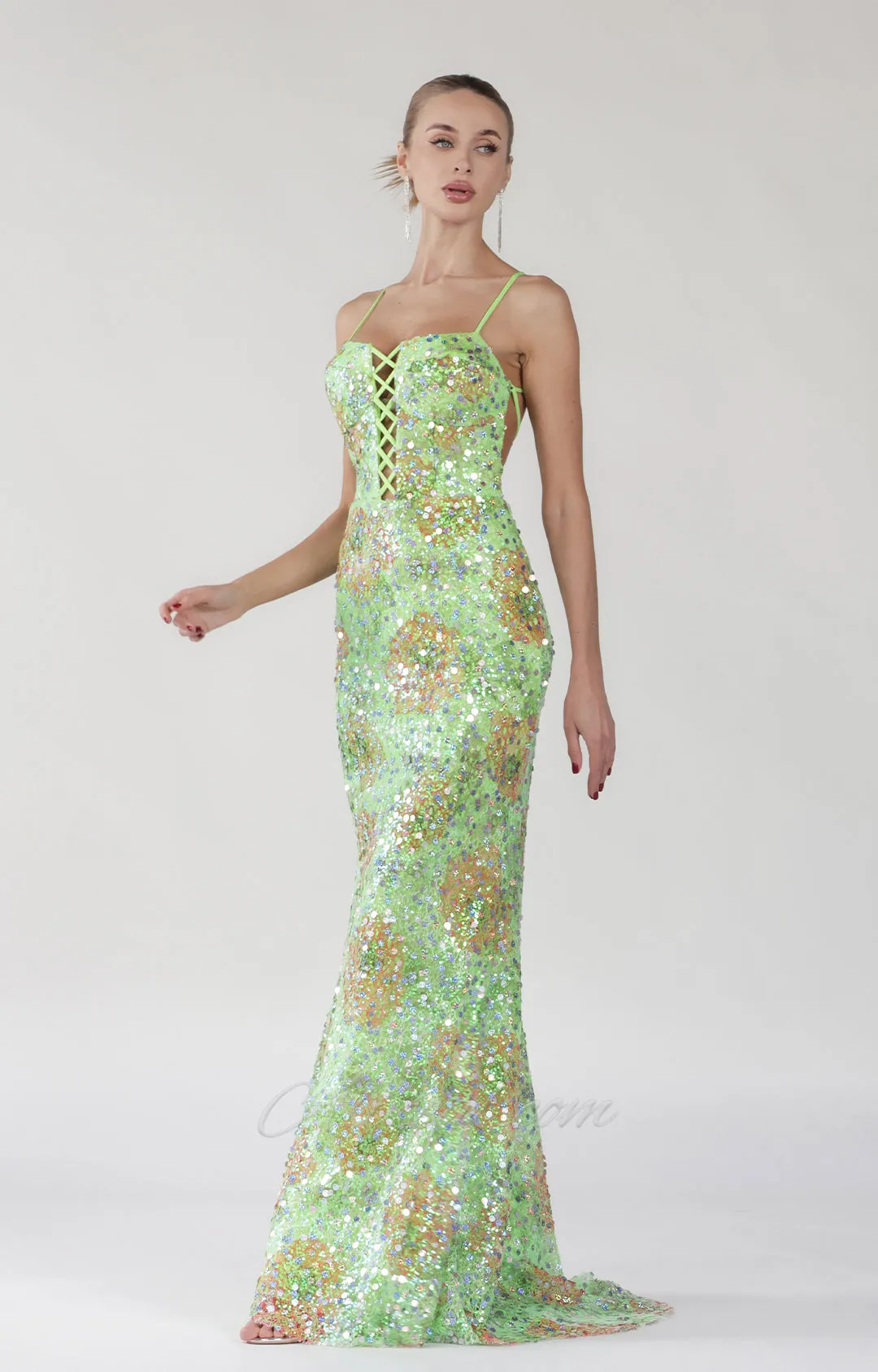 Sparkling Colorful Sequin Lace-up Mermaid Dress