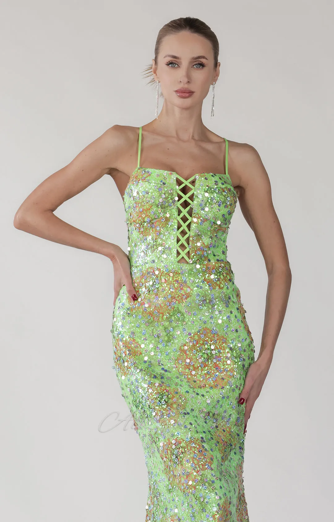 Sparkling Colorful Sequin Lace-up Mermaid Dress