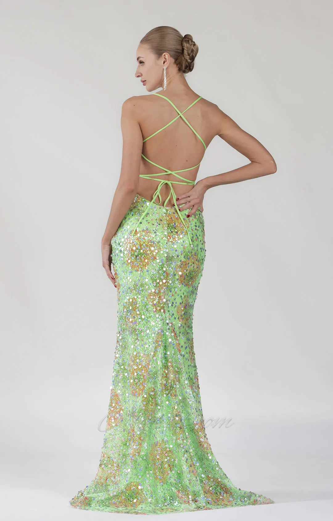 Sparkling Colorful Sequin Lace-up Mermaid Dress