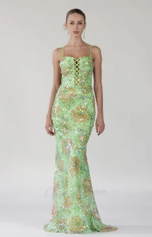 Sparkling Colorful Sequin Lace-up Mermaid Dress