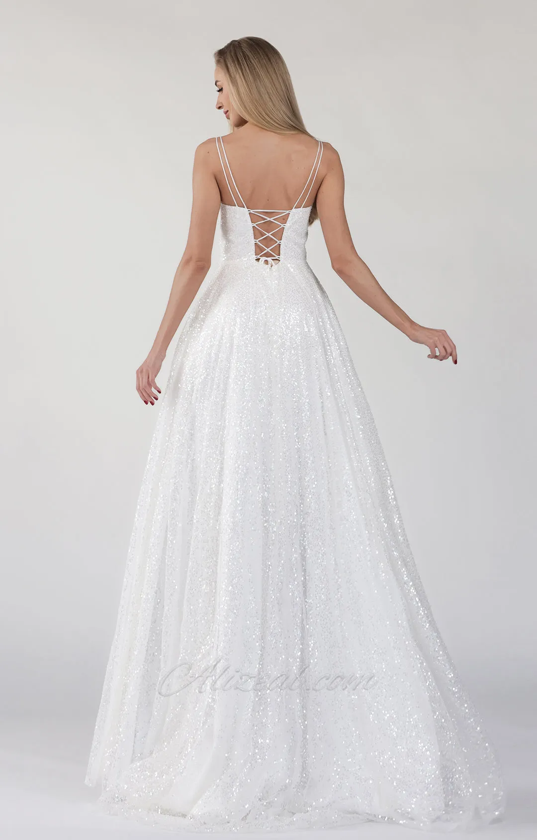 Square Collar A-Line Double Spaghetti Straps Lace-up Maxi Dress