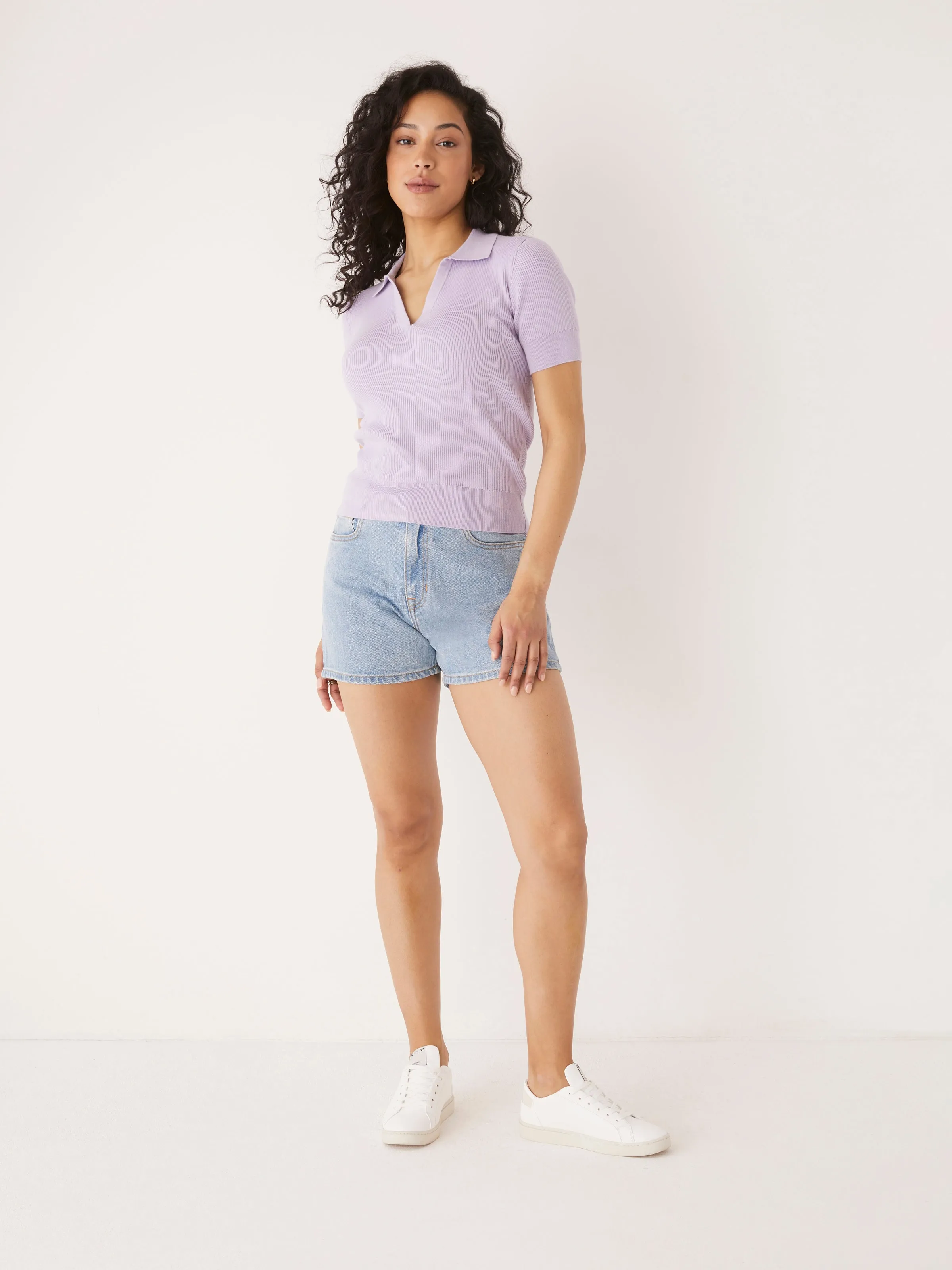 The Johnny Collar Knit Top in Lilac
