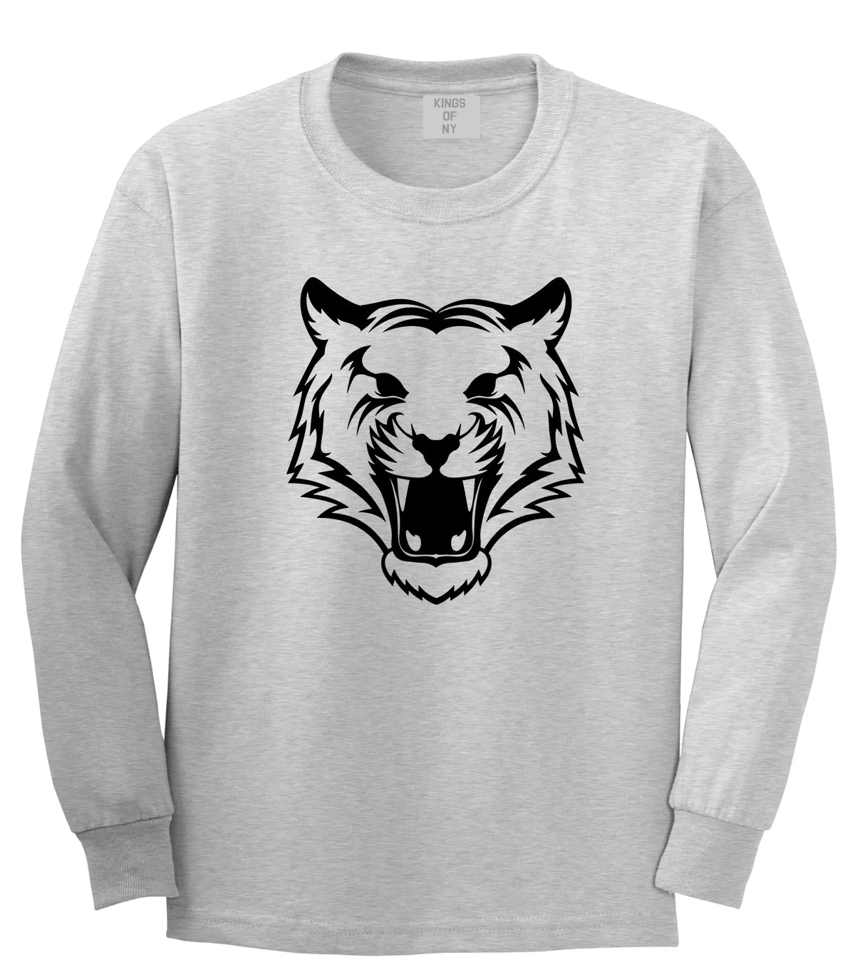 Tiger Face Outline Mens Long Sleeve T-Shirt