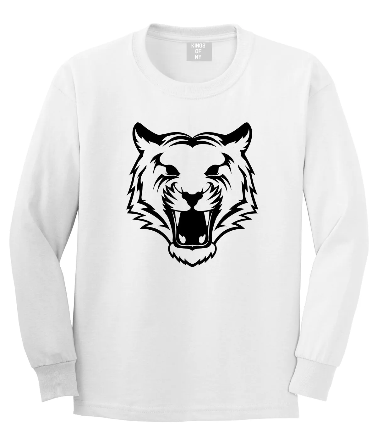 Tiger Face Outline Mens Long Sleeve T-Shirt