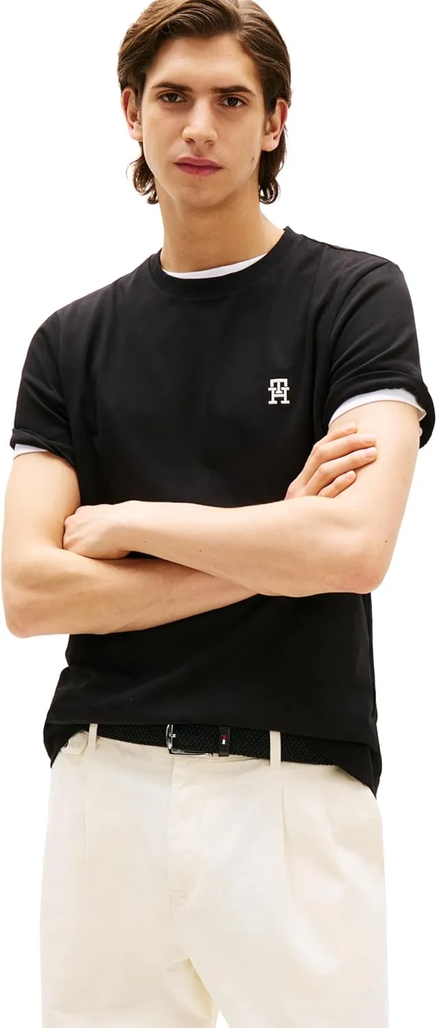 Tommy Hilfiger Men's Short Sleeve Cotton Graphic T-Shirts with Embroidered Monogram Logo