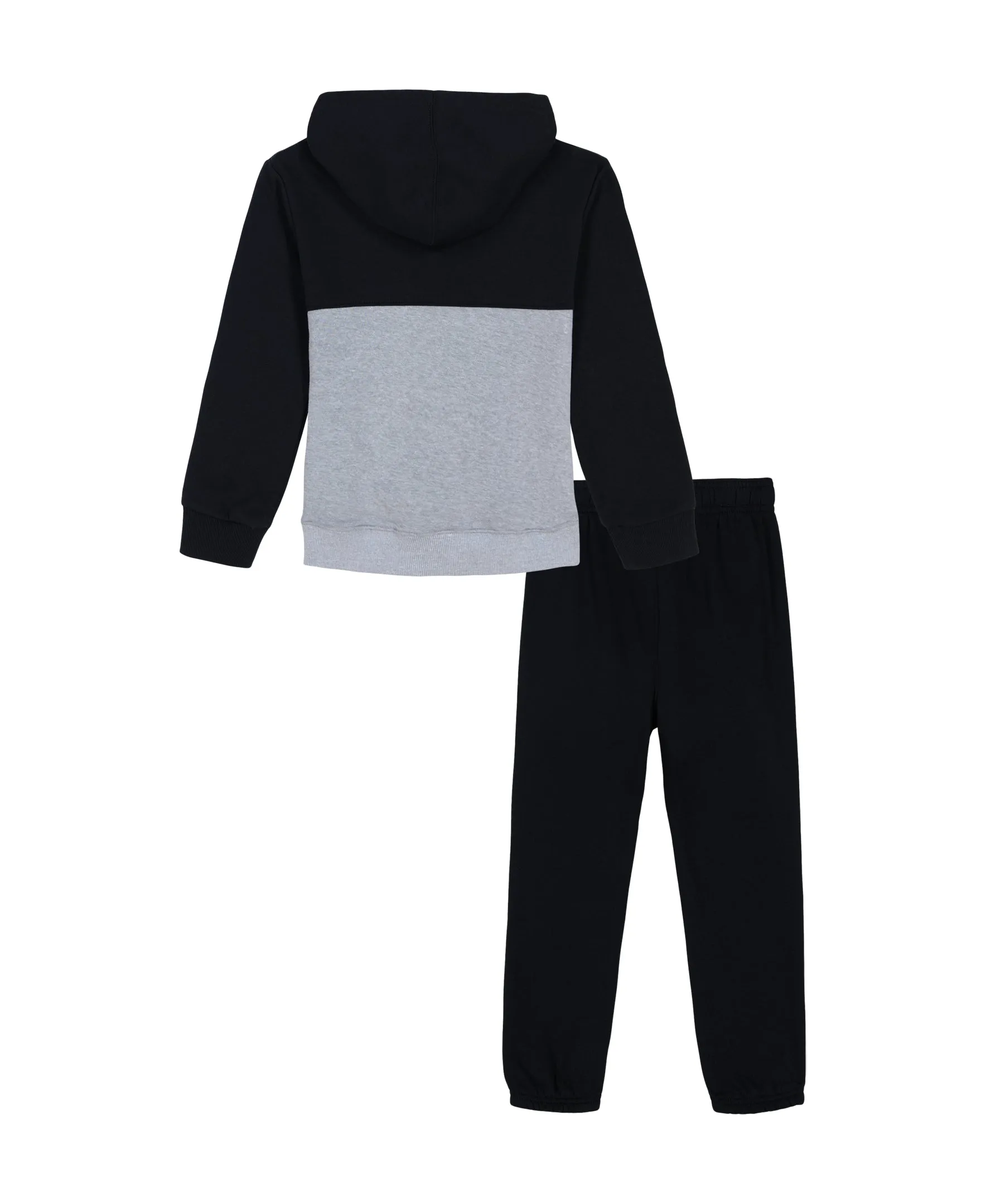 Under Armour Little Boys' UA Rival Colorblock Hoodie and  Joggers Set - Black / Castlerock Full Heather / High Vis Yellow