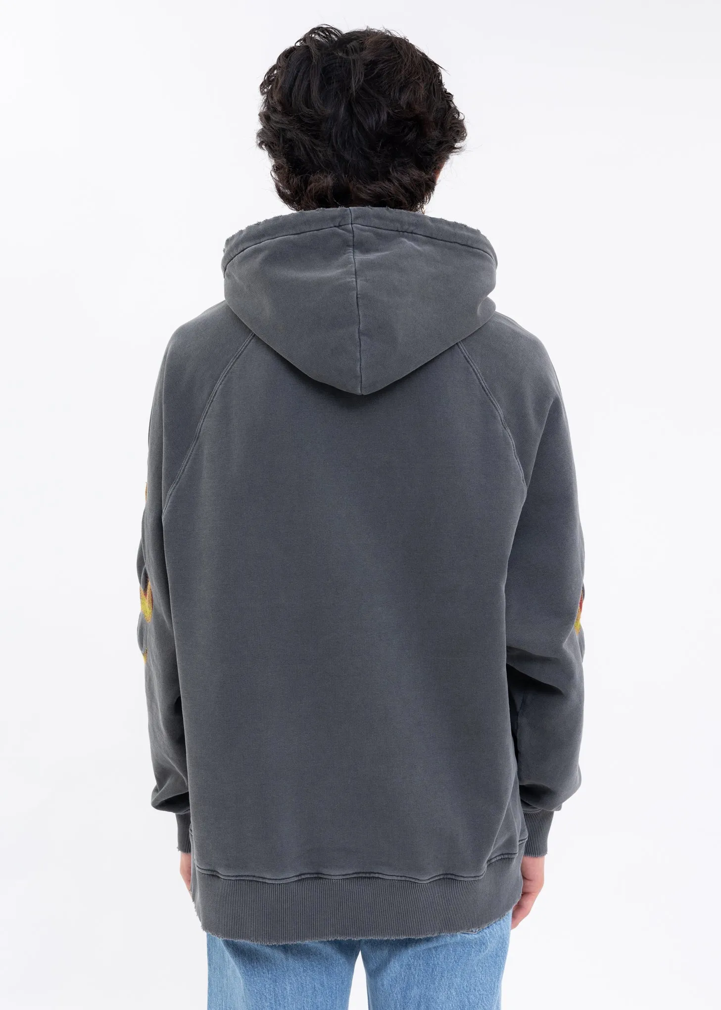 Washed Black RACING FLAMING Hoodies