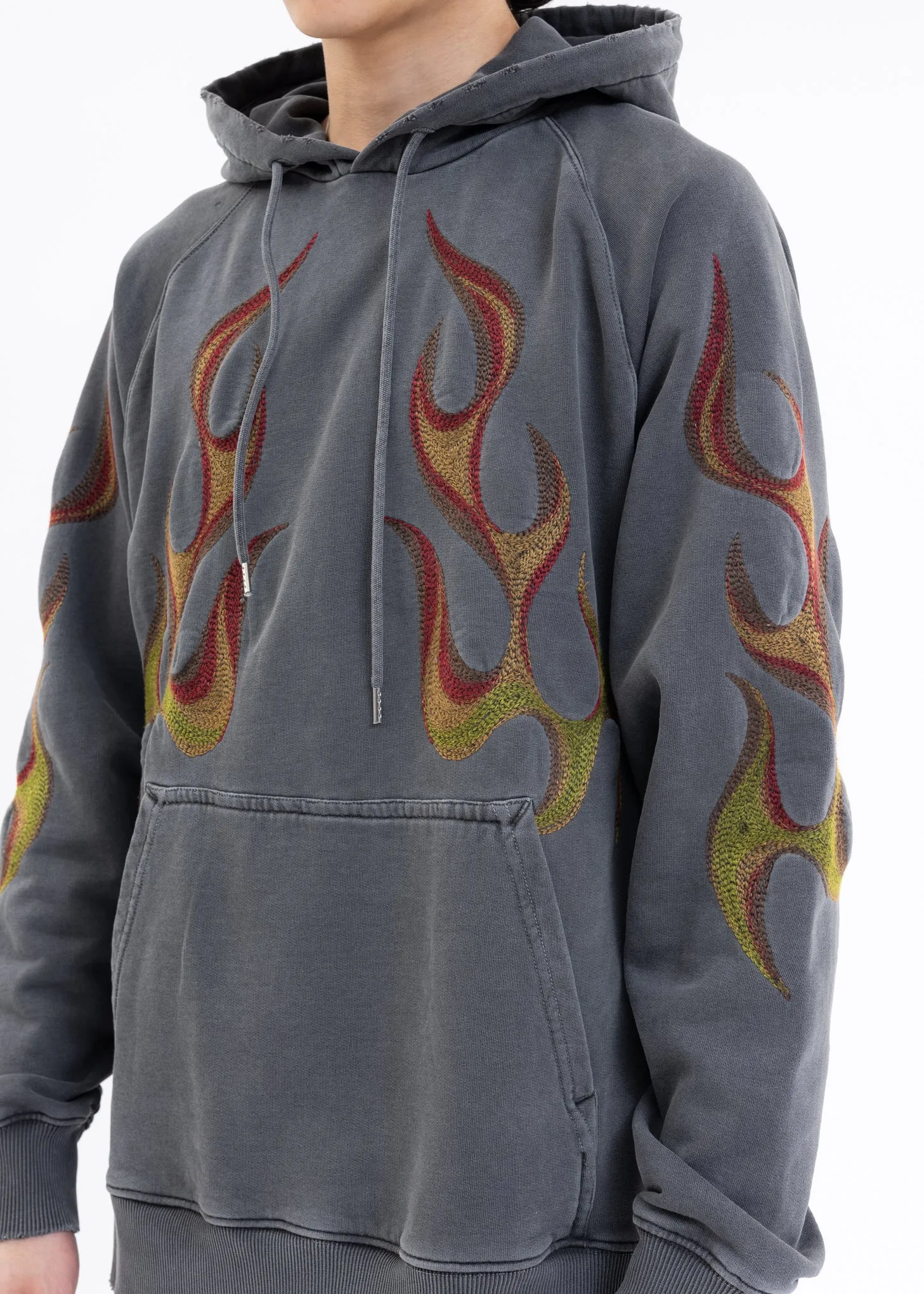 Washed Black RACING FLAMING Hoodies