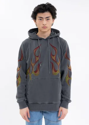 Washed Black RACING FLAMING Hoodies