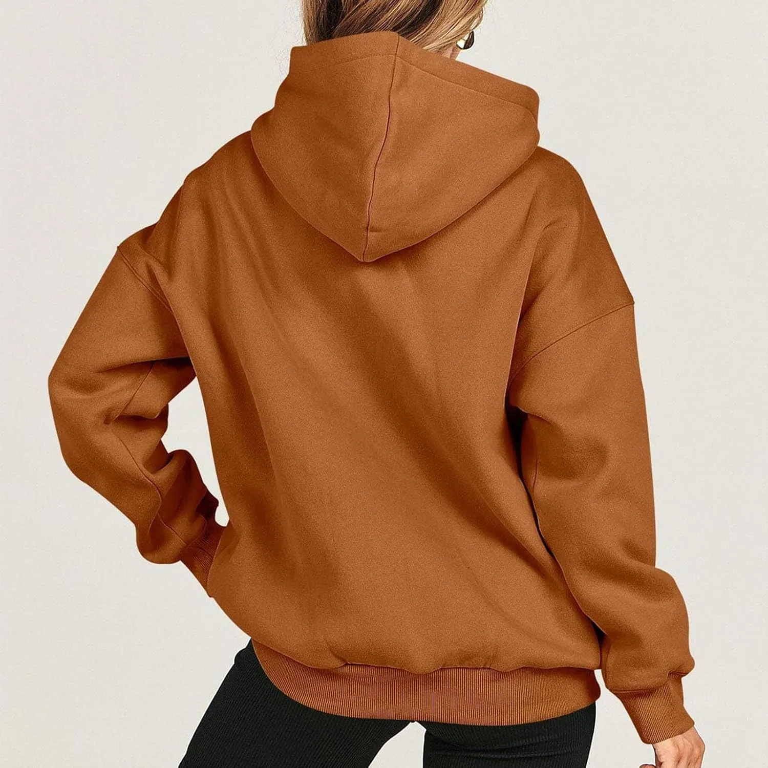 Winter Sweatshirts for Women Casual Solid Color Pullover Hoodies Drawstring Long Sleeve Sweatshirt Regular Shirts