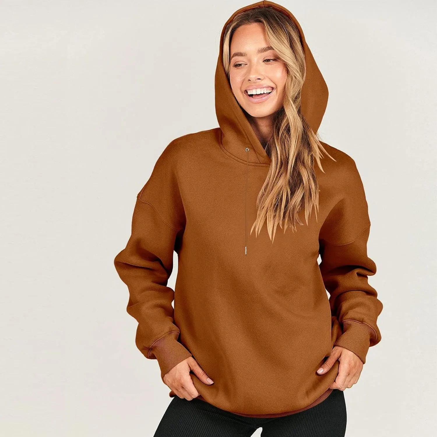 Winter Sweatshirts for Women Casual Solid Color Pullover Hoodies Drawstring Long Sleeve Sweatshirt Regular Shirts