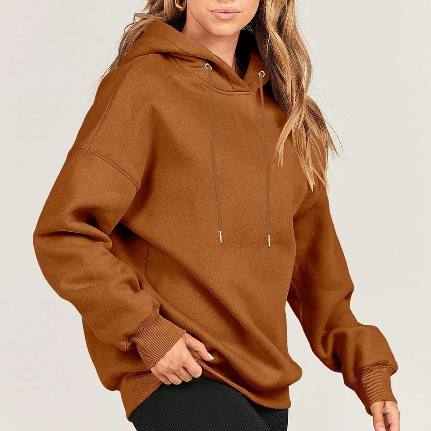 Winter Sweatshirts for Women Casual Solid Color Pullover Hoodies Drawstring Long Sleeve Sweatshirt Regular Shirts