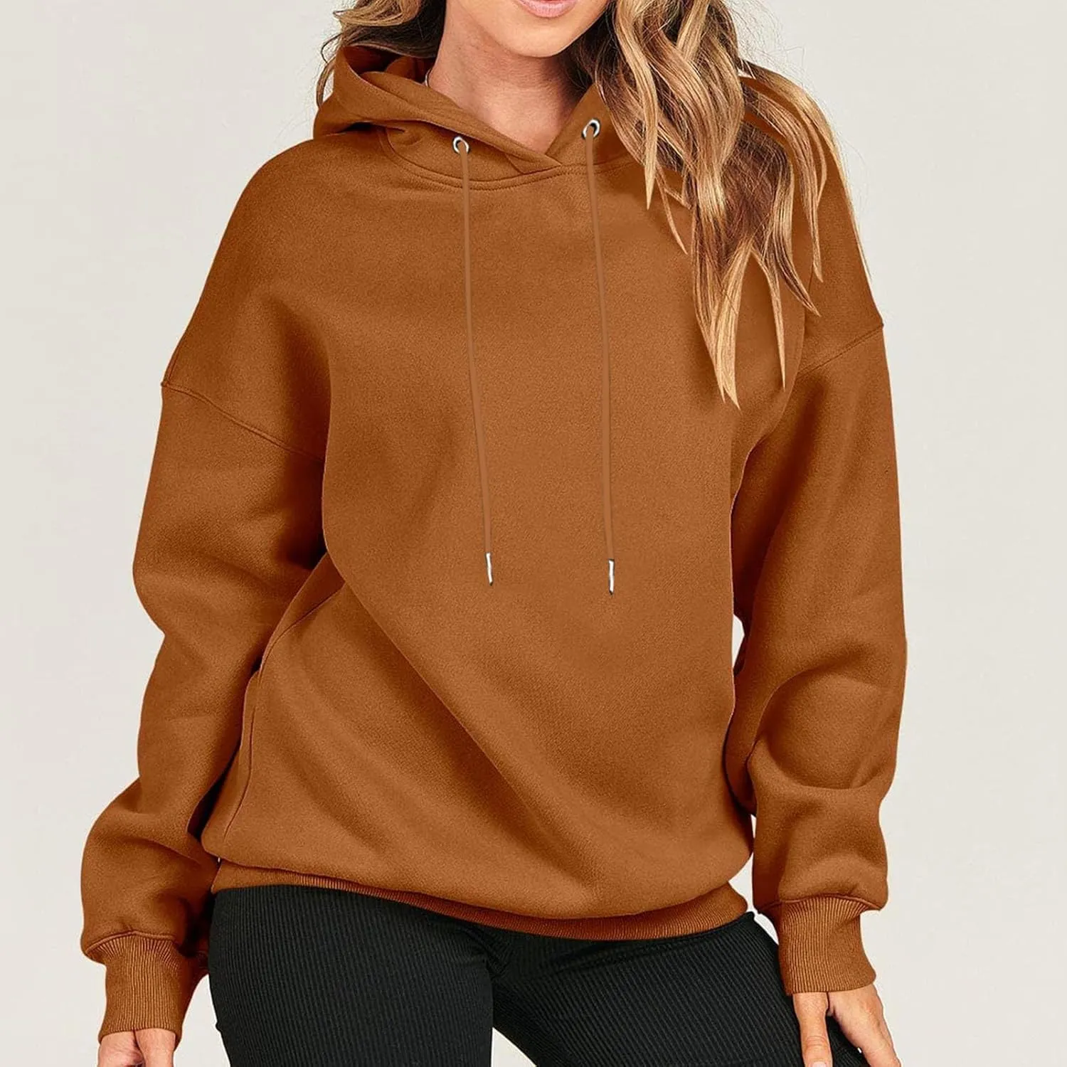 Winter Sweatshirts for Women Casual Solid Color Pullover Hoodies Drawstring Long Sleeve Sweatshirt Regular Shirts