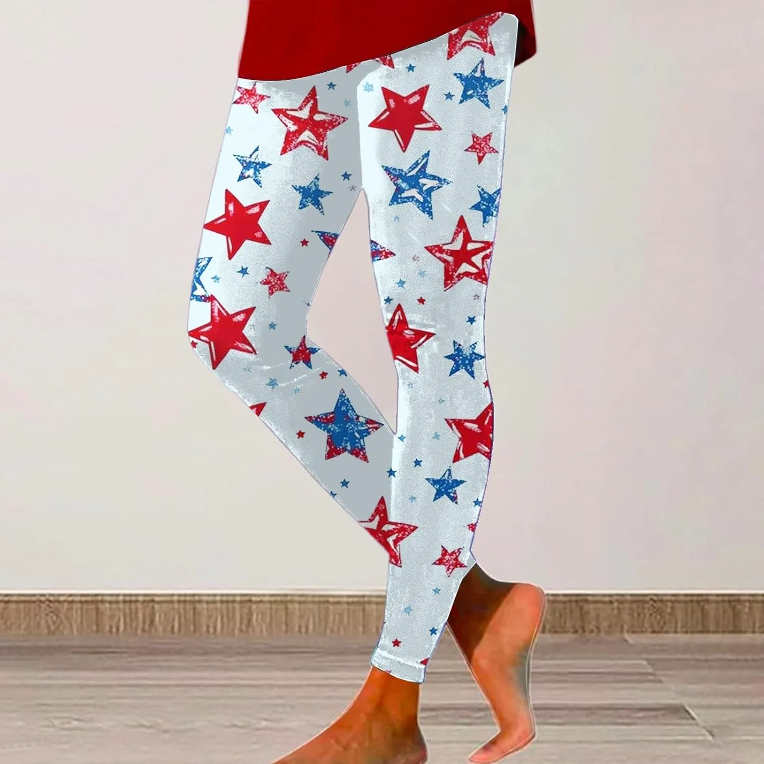 Women High Waist American Flag Leggings Comfort Stretch Yoga Athletic Exercise Pants USA Flag Patriotic Tights
