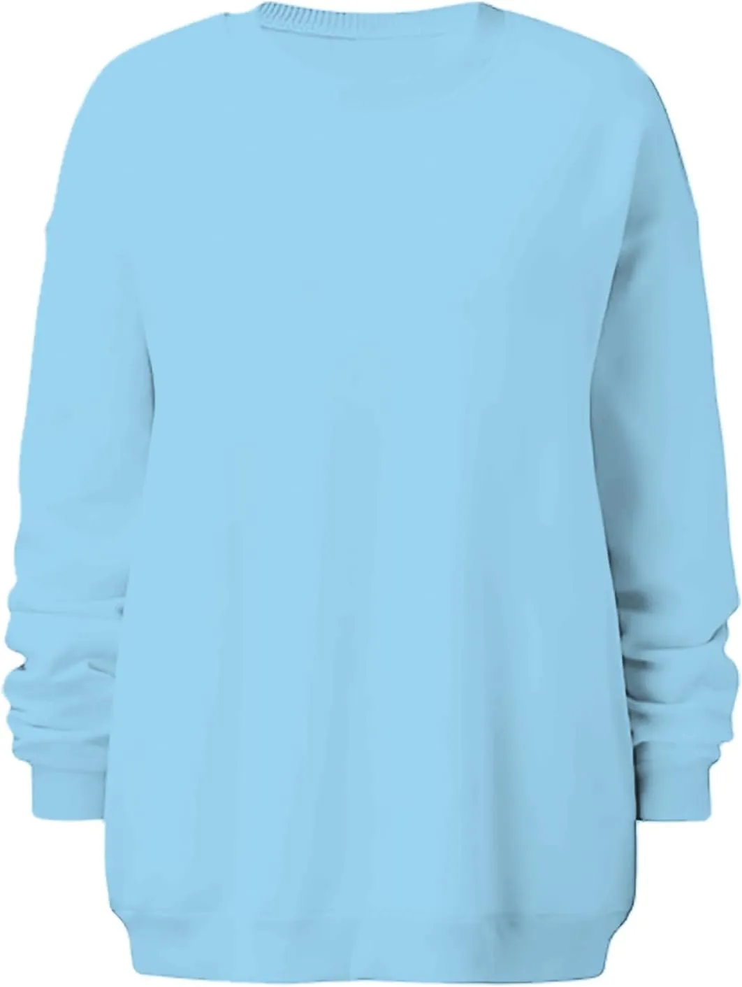 Women Oversized Sweatshirt 2023 Long Sleeve Round Neck Solid Dropped Hoodies Pullover Hoodless Casual Fashion Fall Sweaters