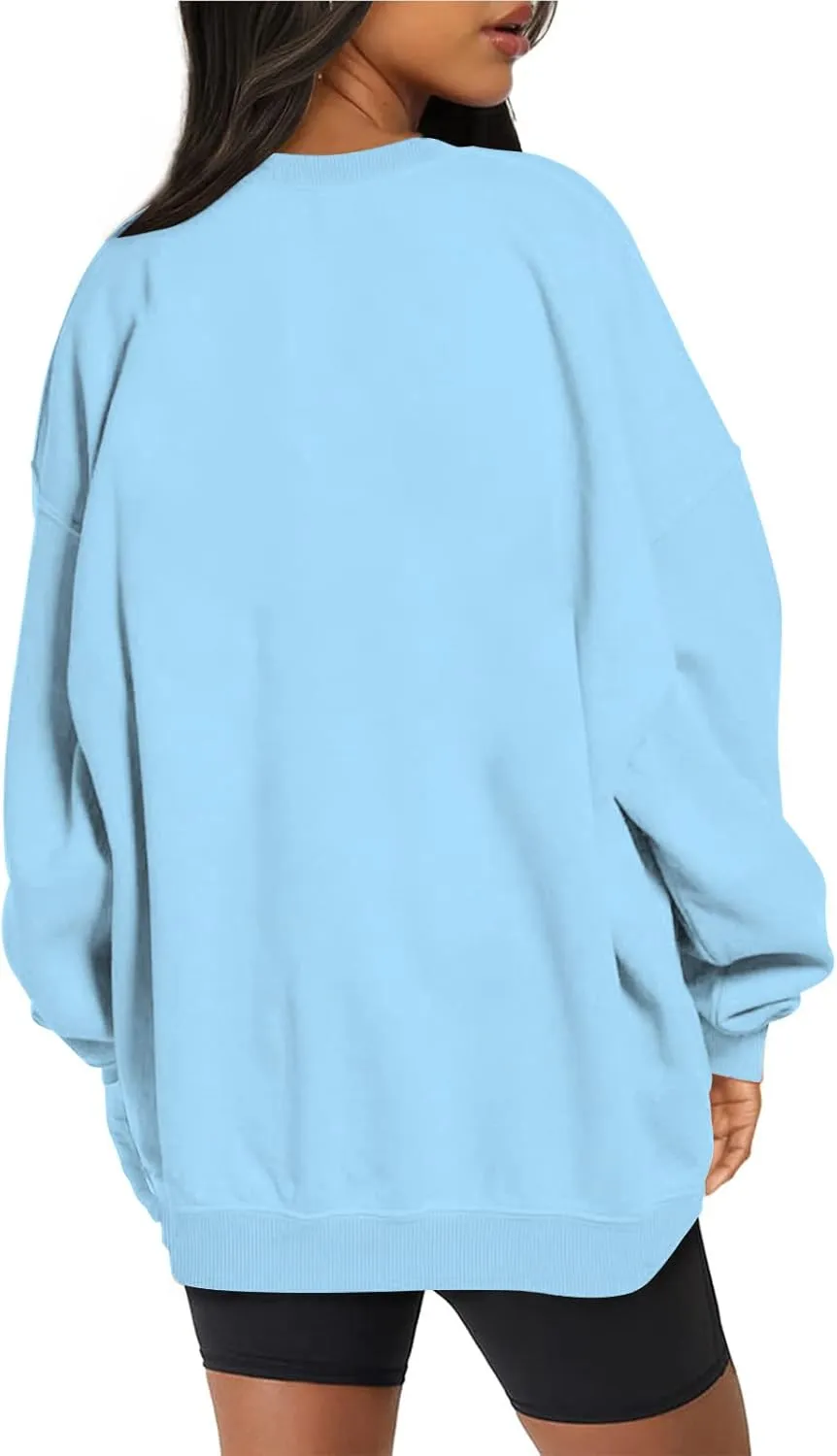 Women Oversized Sweatshirt 2023 Long Sleeve Round Neck Solid Dropped Hoodies Pullover Hoodless Casual Fashion Fall Sweaters